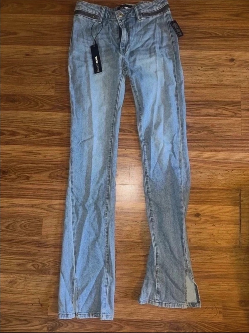 Fashion Nova Light Wash Flared Jeans - Pale Blue